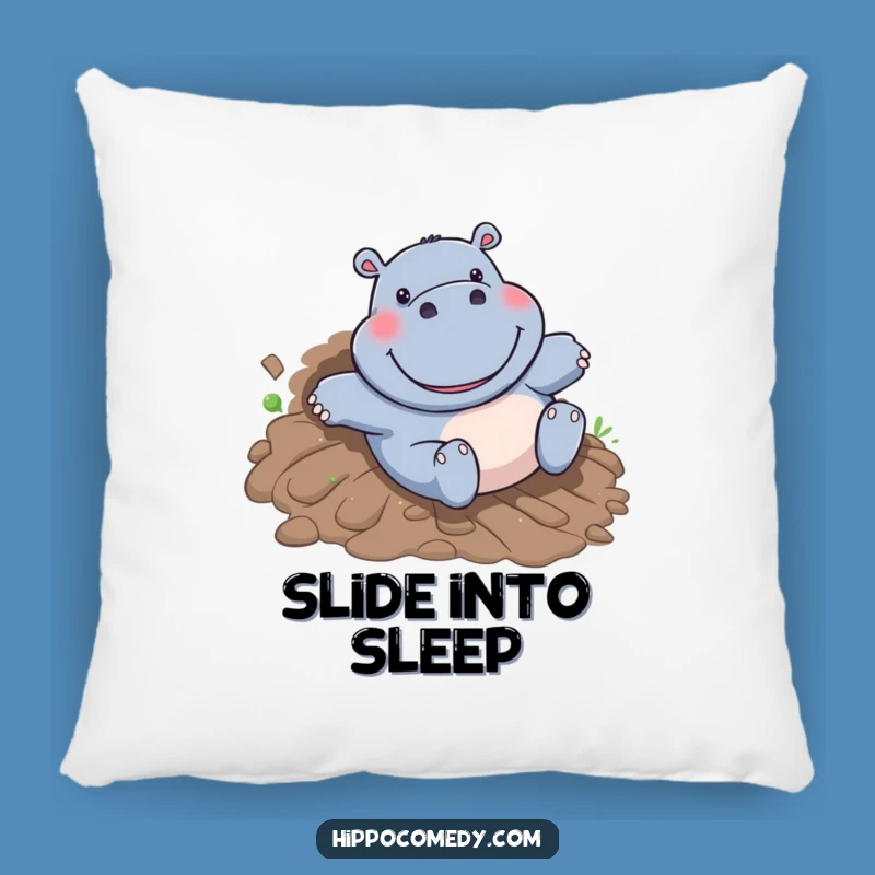 Funny Hippo Mudslide Pillow - Cute Cartoon Hippo Joyful Accent Pillow