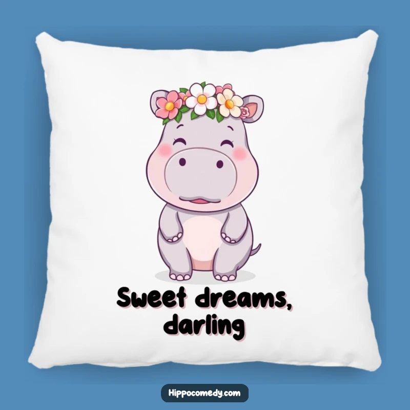 Funny Kawaii Hippo Flower Crown Kiss Pillow - Cozy & Sweet Decor Gift
