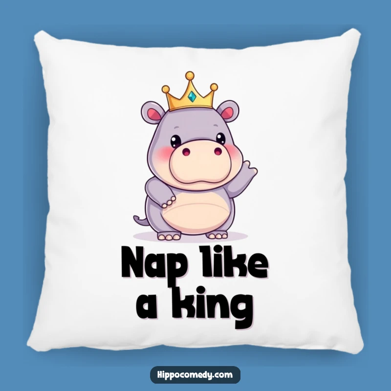Funny Kawaii Hippo King Pillow: Cuddly Comfort with a Royal, Comical Touch