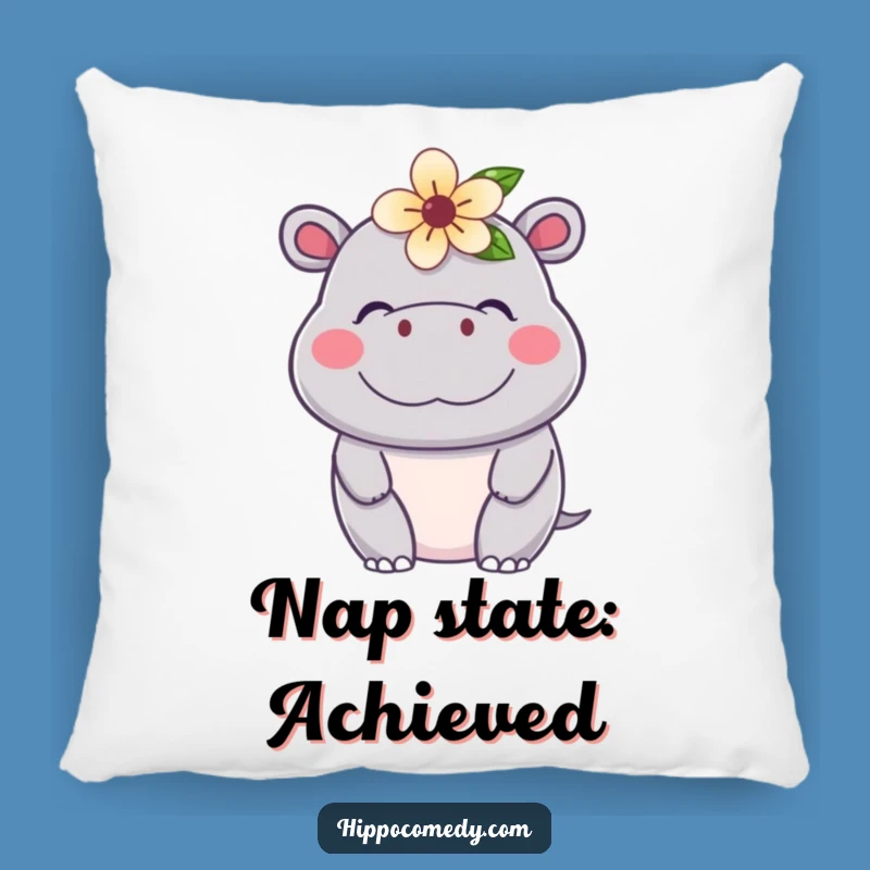 Funny Kawaii Hippo Pillow: Cozy Contented Flower Hippo Cushion, Perfect Gift Idea