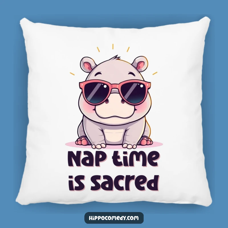 Funny Kawaii Hippo Sunglasses Pillow - Comfy & Cool Accent Gift