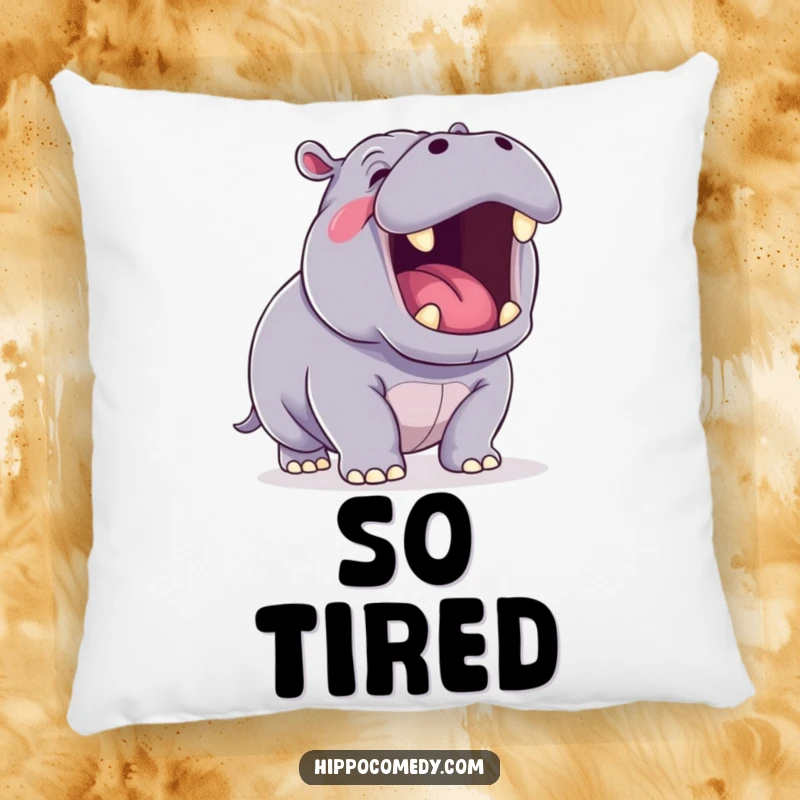 Funny Yawning Hippo Pillow featuring a plush kawaii hippopotamus in a yawning pose, providing comfort and a humorous touch for any room.
