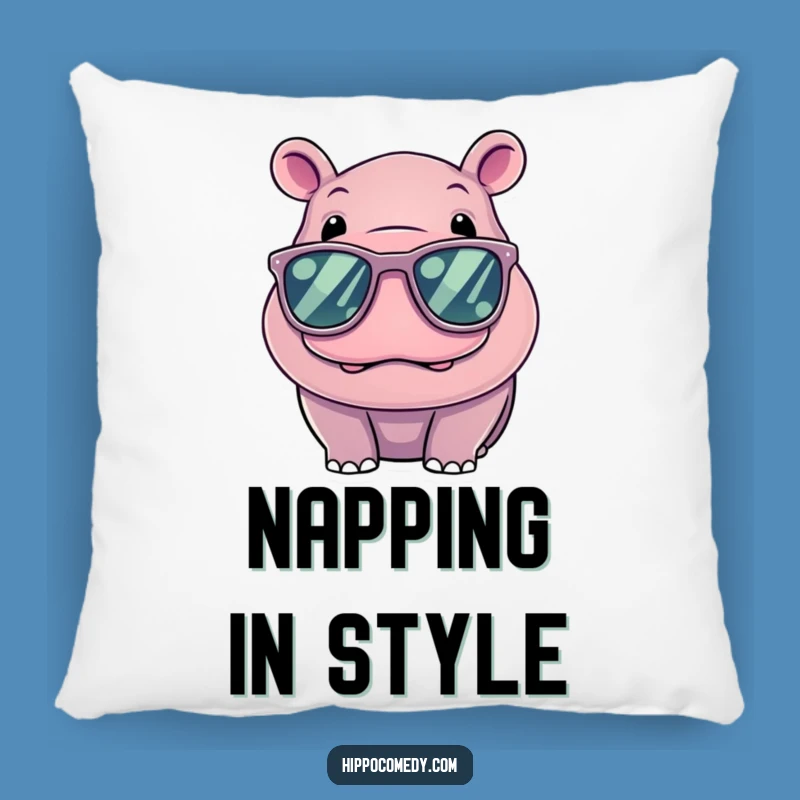 Funny Cool Hippo Sunglasses Pillow - Comfy Accent, Hilarious Gift