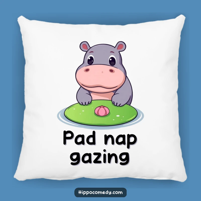 Cozy Funny Hippo Lily Pad Pillow: Soft & Curious Hippo Comfort Gift