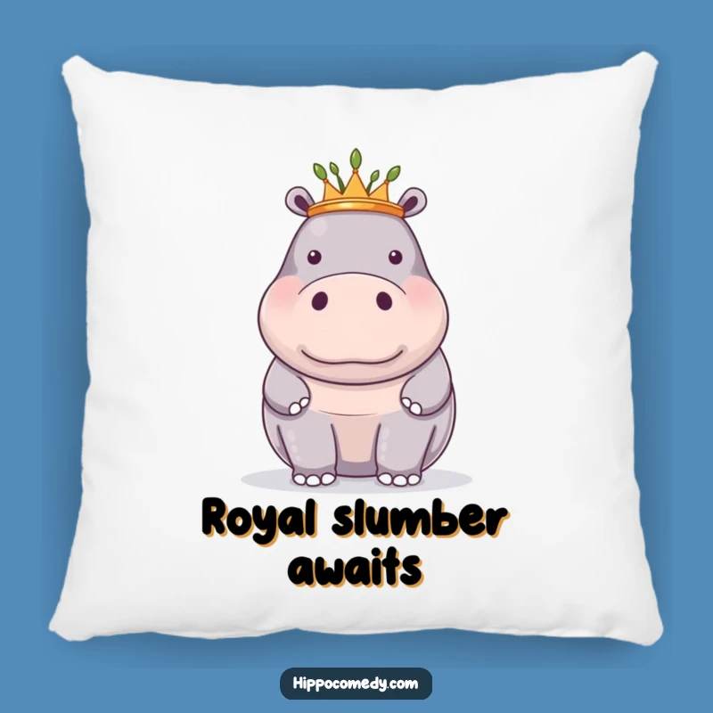 Funny Proud Hippo Reed Crown Pillow: Rest Your Royal Head in Style