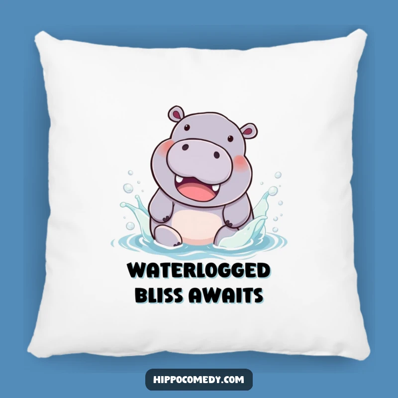 Funny Hippo Splash Pillow: Chubby Hippo Decor, Cozy & Humorous Home Accent