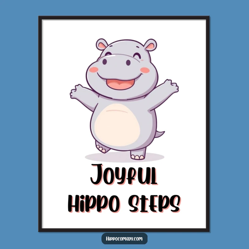 Funny Dancing Hippo Digital Art - Instant Joyful Wall Decor Download