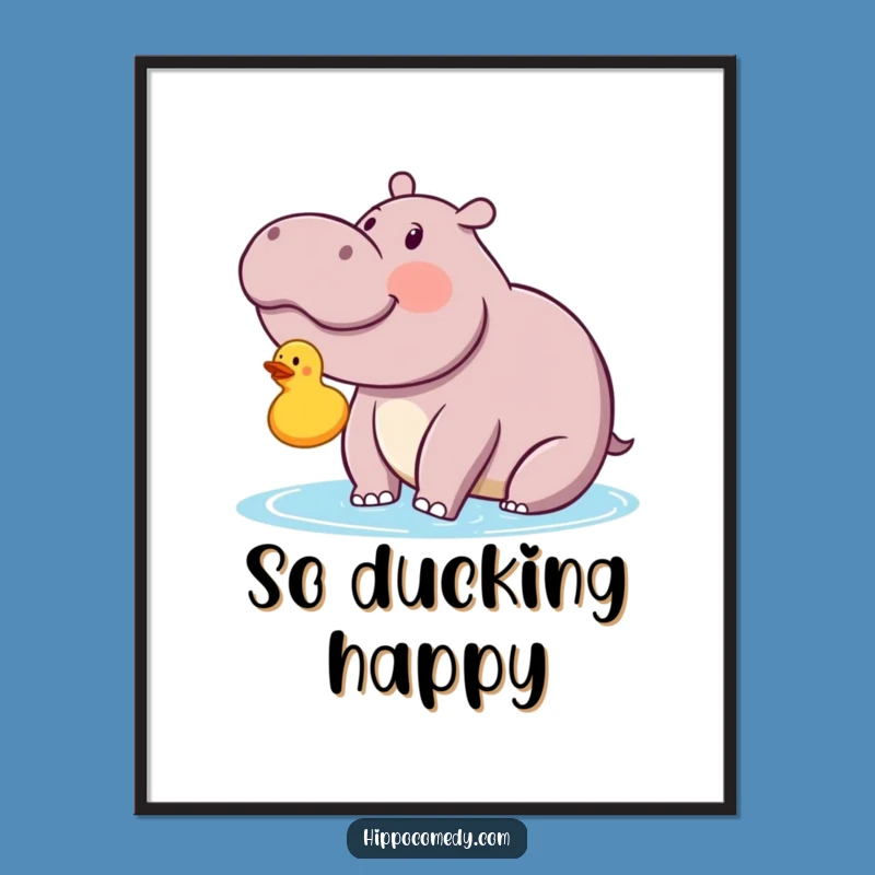 Funny Kawaii Hippo Duckie Digital Art Print: Capture Pure, Comical Delight