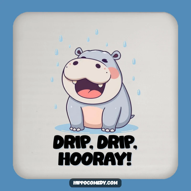 Funny Hippo Raindrop Coasters: Protect Surfaces with Humor, Funny Gift Set