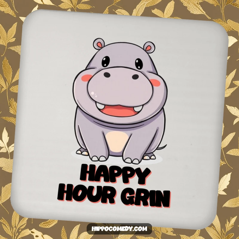 Funny Coaster: A happy hippopotamus with a wide, beaming smile, adding cheer and surface protection to your home.