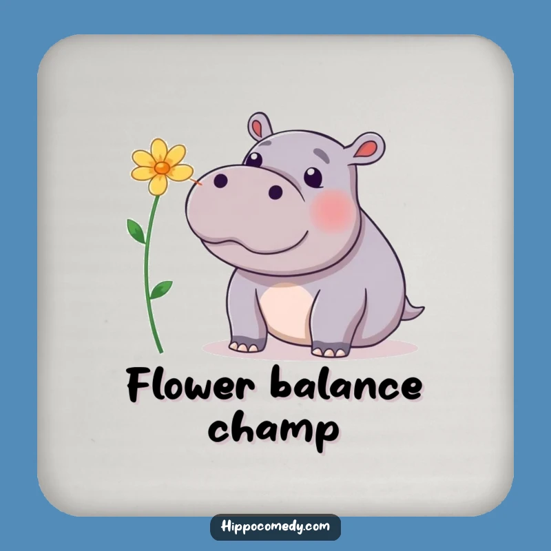 Funny Hippo Flower Nose Coaster: Balancing Hippopotamus Drink Protector, Gift