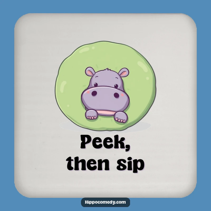 Funny Hippo Lily Pad Coaster: Curious Hippo Protects Surface, Unique Gift