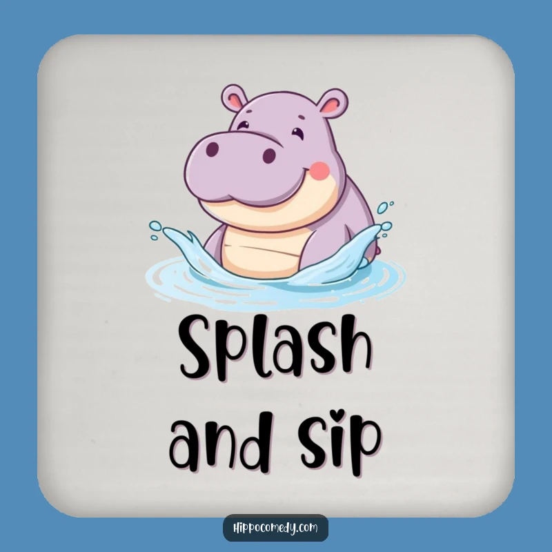 Funny Hippo Splash Drink Coaster: Playful Protection for Surfaces Gift