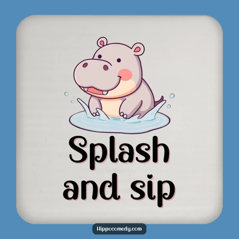 Funny Hippo Splashing Coaster Set: Joyful Gift for Playful Tables