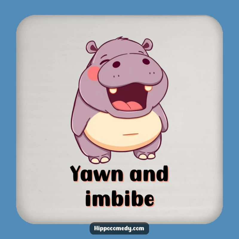 Funny Hippo Yawn Drink Coaster: Happy Protection for Surfaces Gift