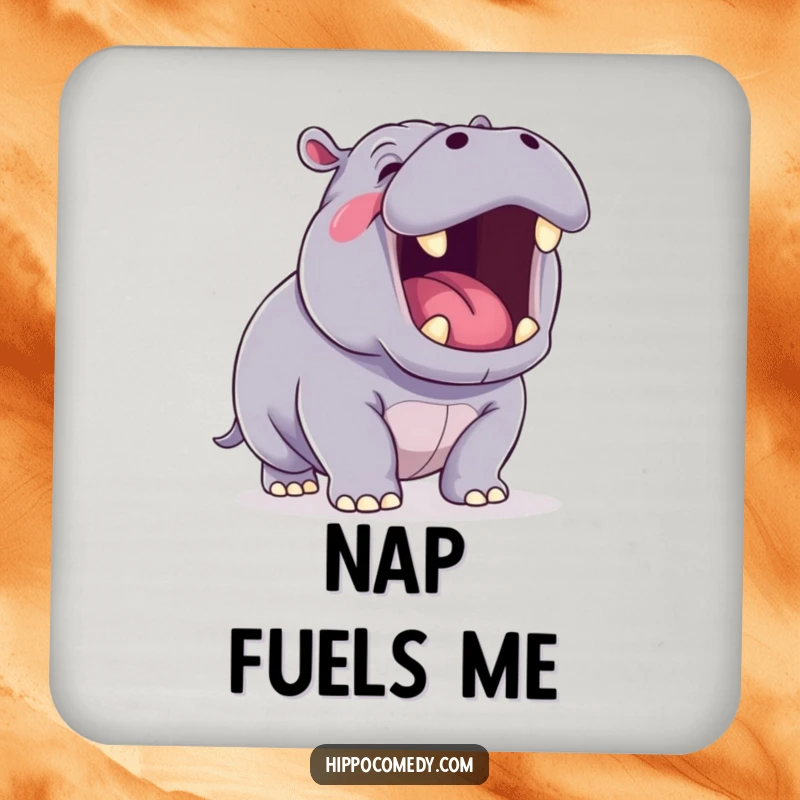 Funny Yawning Hippo Coasters featuring cute kawaii hippos yawning, protecting furniture with a touch of adorable and humorous design.