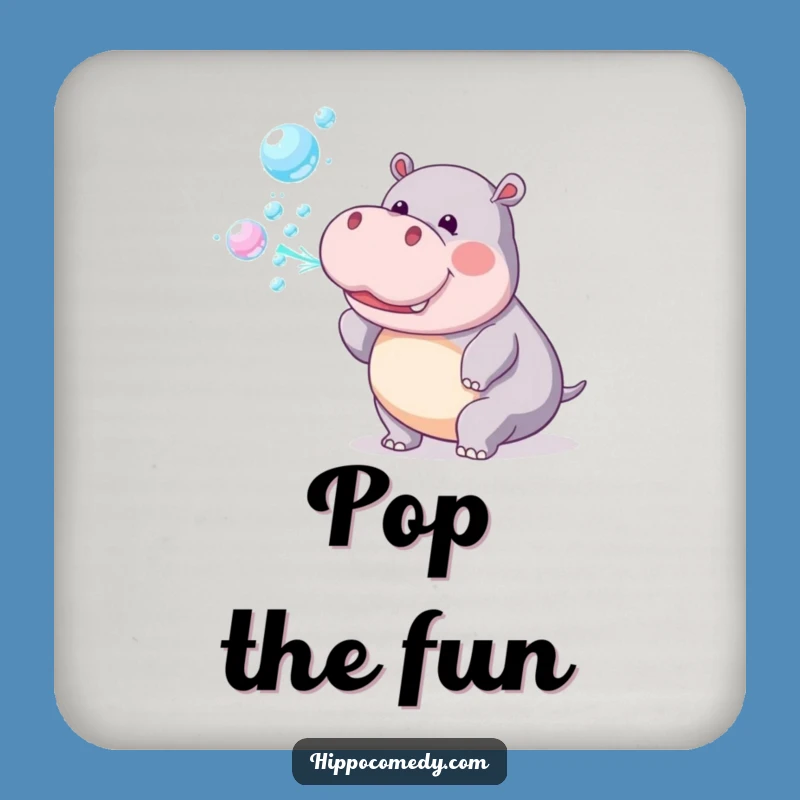 Funny Hippo Bubbles Coaster: Playful Hippo Protects Surface, Unique Gift