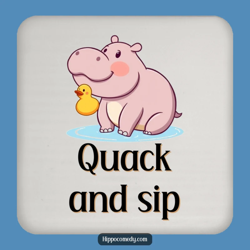 Funny Kawaii Hippo Duckie Drink Coaster: Protect Surfaces with Comical Joy
