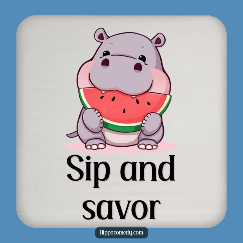 Funny Hippo Watermelon Coaster - Protect Surfaces with Hilarious Style