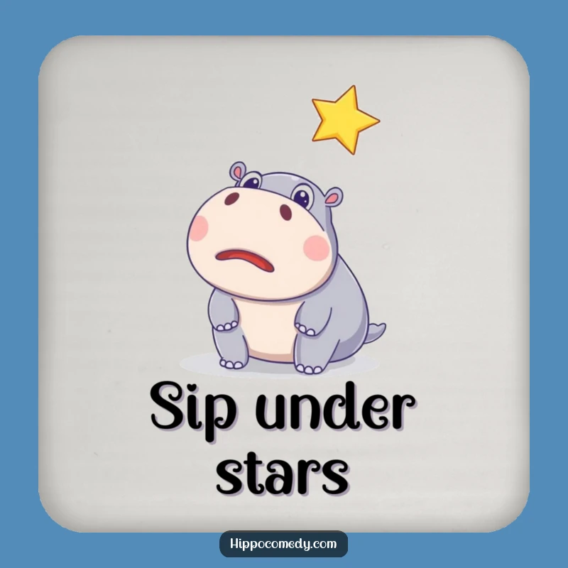 Funny Surprised Hippo Star Coaster - Protect Surfaces with Magical Humor