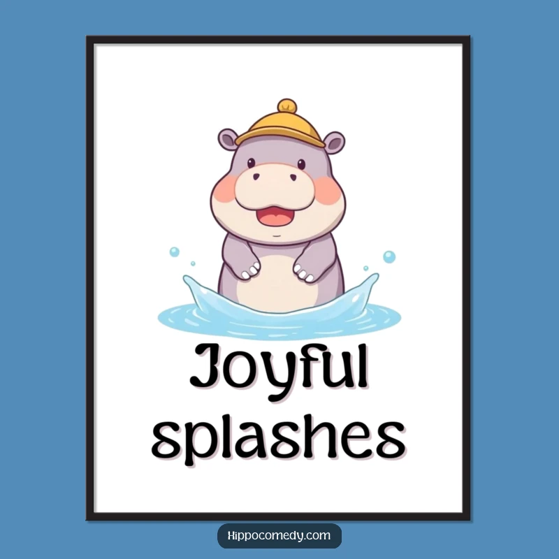 Funny Hippo Splash Poster: Adorable Art That Brings Cheerful Vibes