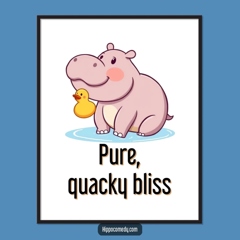 Funny Kawaii Hippo Duckie Poster: Adorable Art of Delightful Discovery