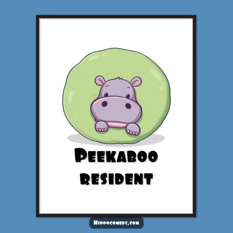 Funny Hippo Lily Pad Poster: Whimsical Hippo Art, Decor & Humorous Gift