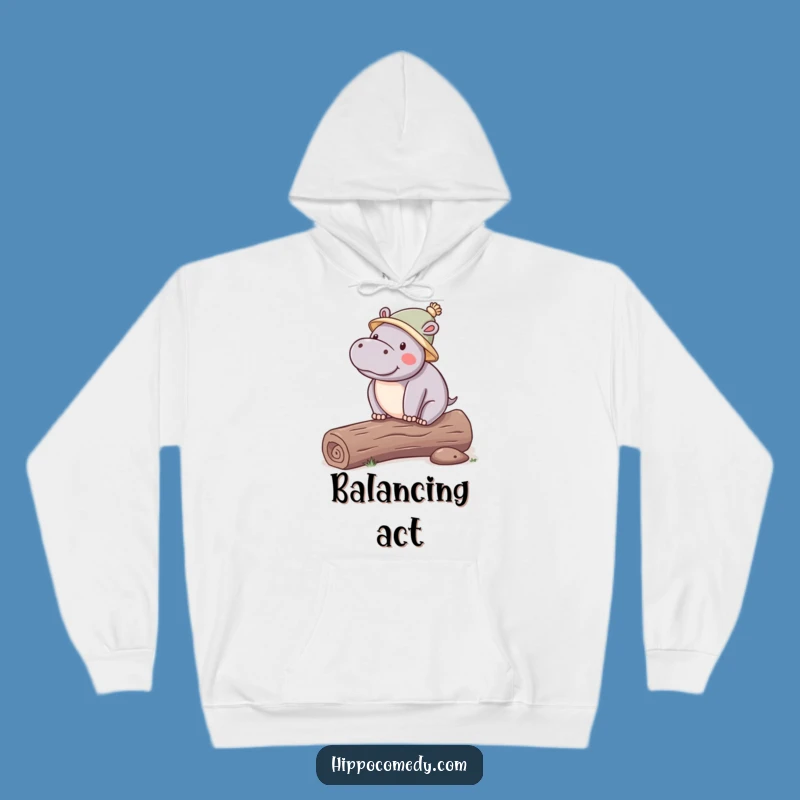 Cozy Funny Hippo Hat Hoodie: Kawaii Balance Design - Warm Gift