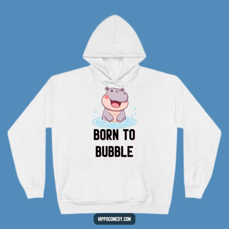 Cozy Funny Hippo Bubble Hoodie: Warm & Joyful Hippo Gift for Comfort