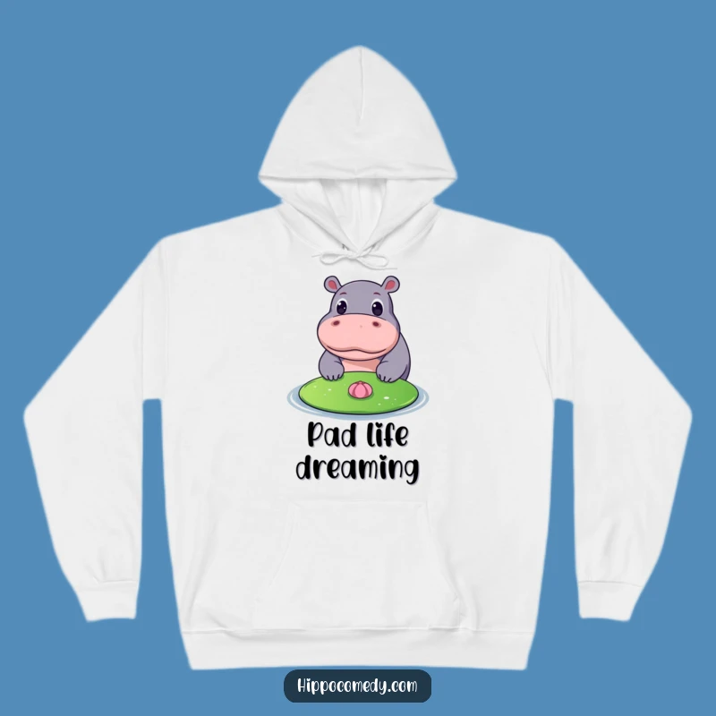 Cozy Funny Hippo Lily Pad Hoodie: Warm & Curious Hippo Gift