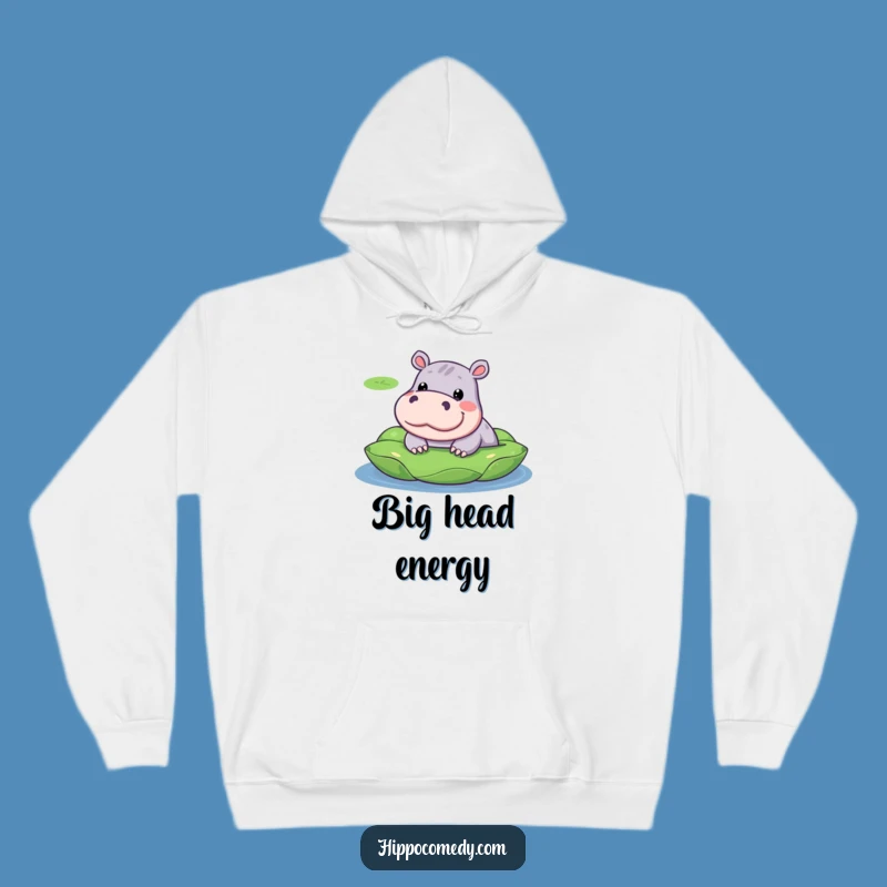 Cozy Funny Hippo Lily Pad Hoodie - Warm & Cute Wear for Relaxed Days