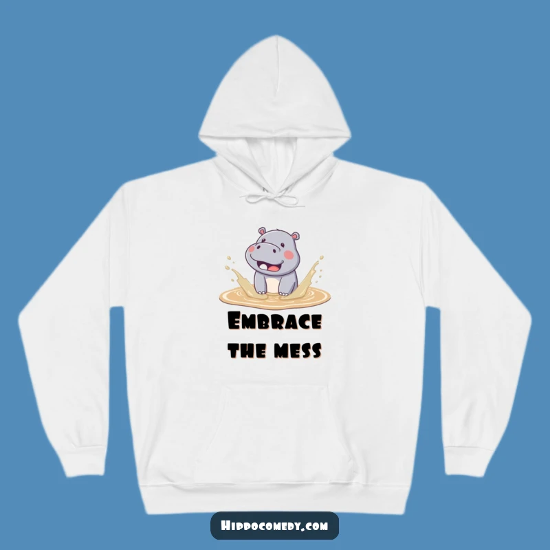 Funny Kawaii Hippo Mud Splash Hoodie - Cozy & Adorable Gift