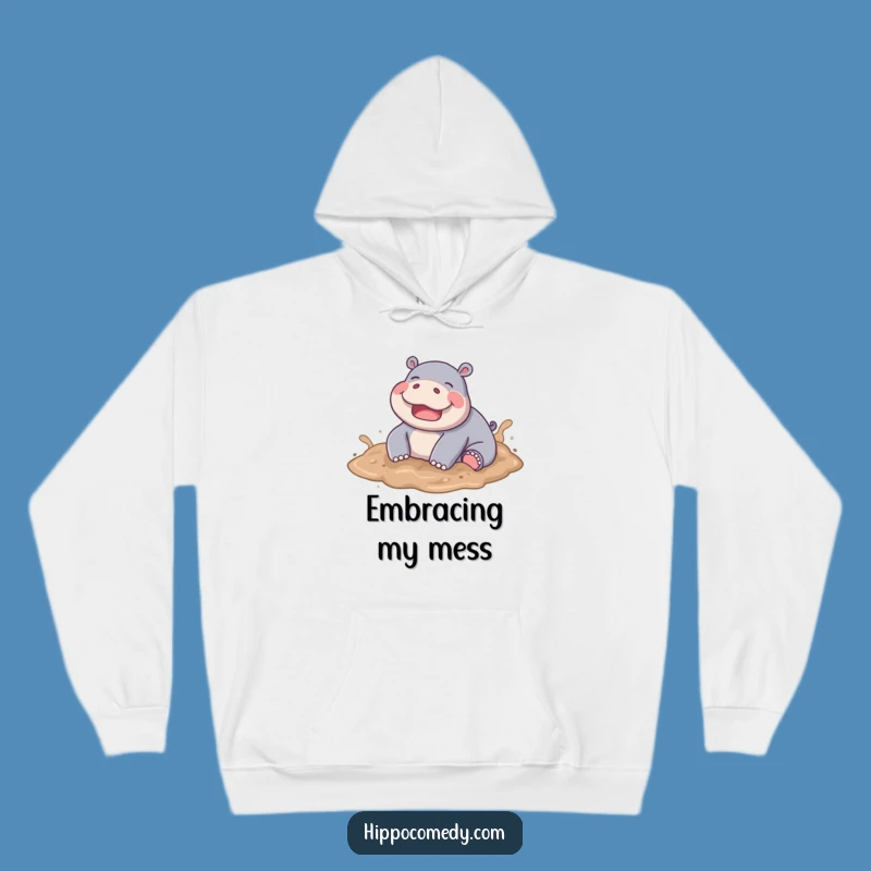 Funny Hippo Mud Hoodie - Cozy Playfulness, Perfect Gift