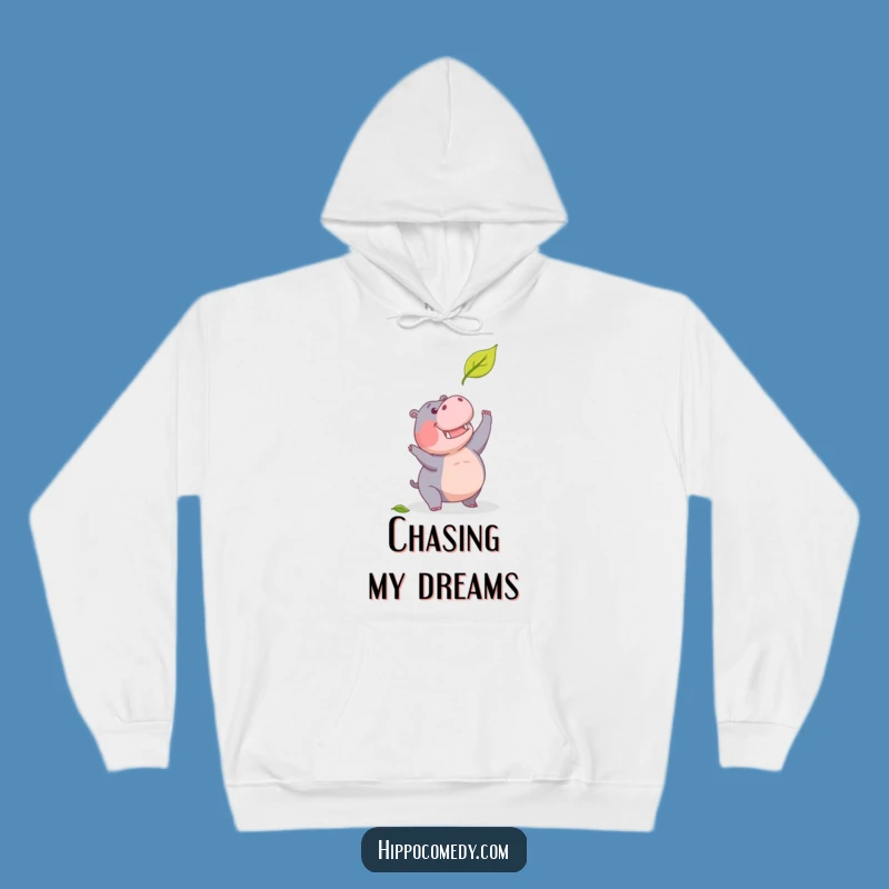 Funny Determined Hippo Leaf Hoodie: Cozy Comfort for Your Ambitious Spirit