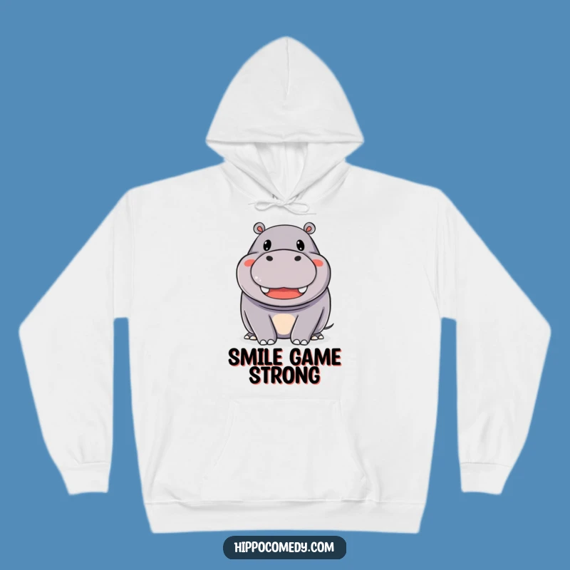 Funny Happy Hippo Hoodie: Cozy Hippopotamus with Beaming Smile, Warm Gift