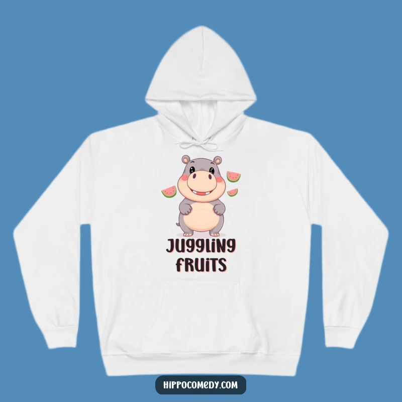 Funny Hippo Juggling Hoodie: Giggling Animal Comfort, Cozy & Hilarious Gift
