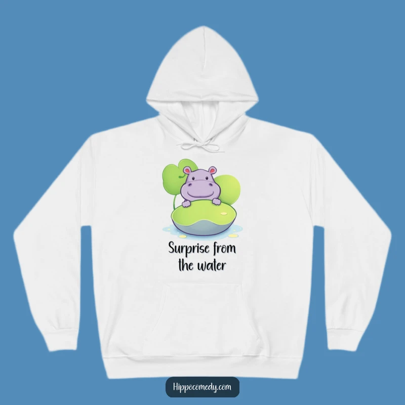 Funny Hippo Lily Pad Hoodie - Cozy & Curious Comfort Gift
