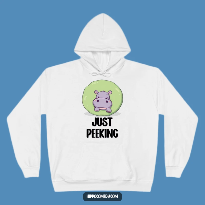 Funny Hippo Lily Pad Hoodie: Cozy Curious Design, Warm & Humorous Gift