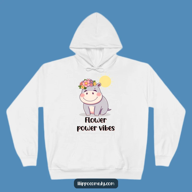 Funny Kawaii Hippo Flower Crown Hoodie: Cozy Up with Sunny Giggles
