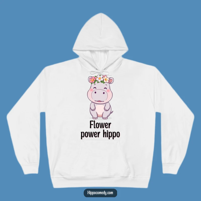 Funny Kawaii Hippo Flower Crown Kiss Hoodie - Cozy & Cute Gift