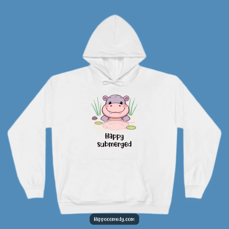 Funny Kawaii Hippo Pond Smile Hoodie - Cozy & Happy Gift