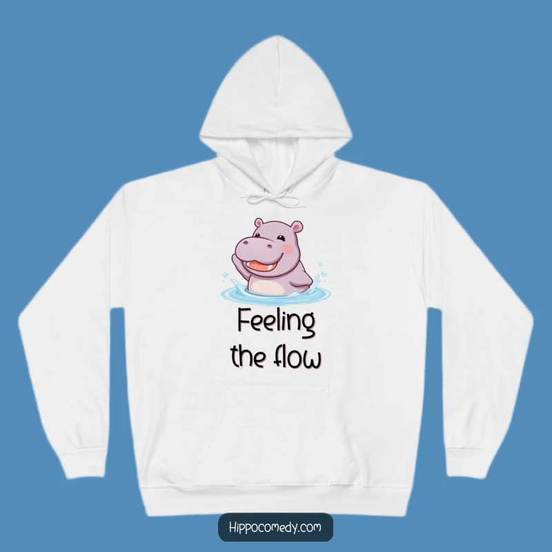 Funny Kawaii Hippo Splashing Hoodie - Cozy Happy Animal Water Apparel Gift