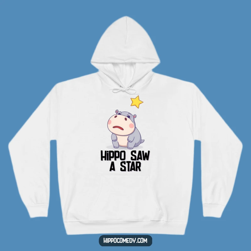 Funny Surprised Hippo Star Hoodie - Cozy Comfort for Dreamers