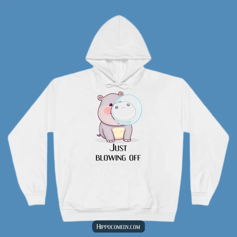 Funny Kawaii Hippo Bubble Hoodie - Cozy Cute Animal Blow Apparel Gift