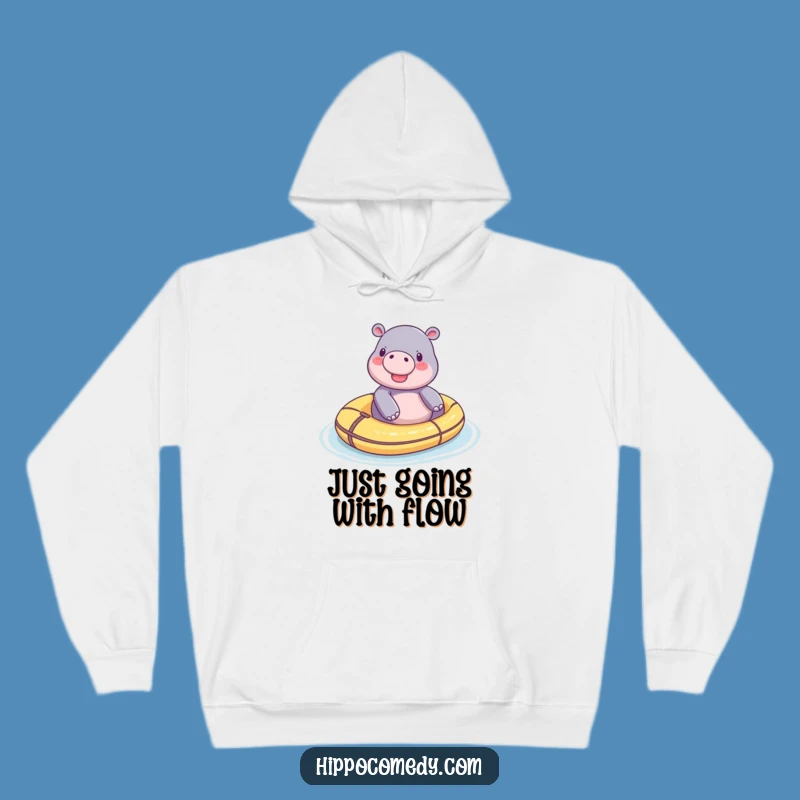 Funny Tiny Hippo Raft Hoodie - Cozy Comfort for Your Inner Child