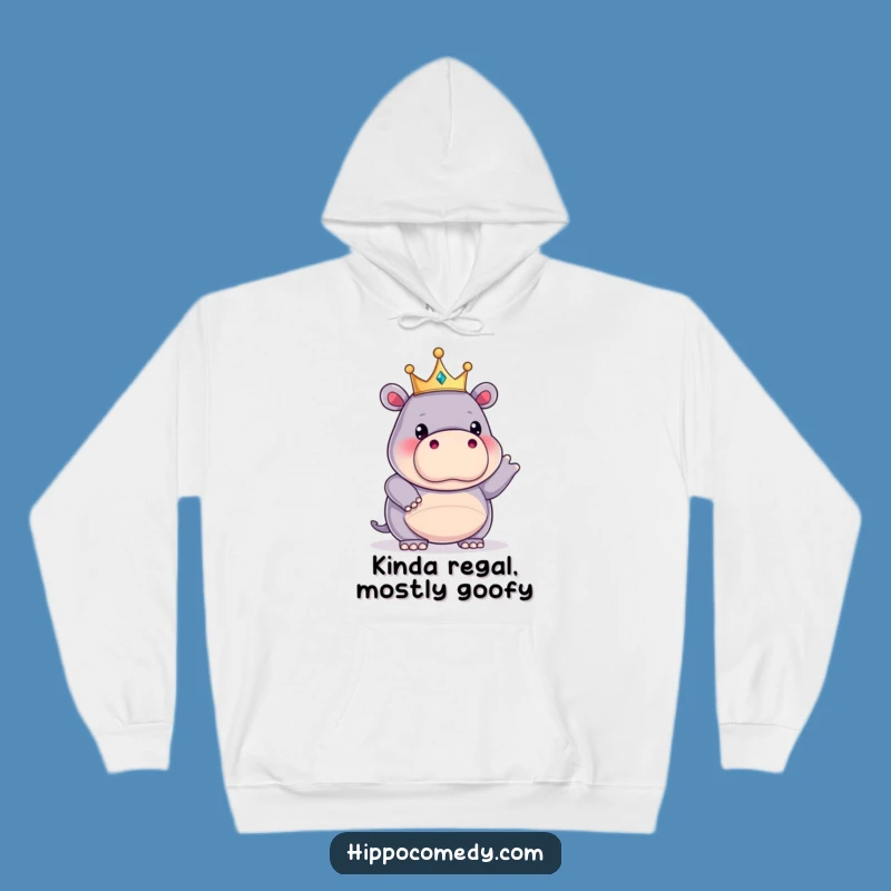 Funny Kawaii Hippo King Hoodie: Cozy Up in Royal, Comical Comfort