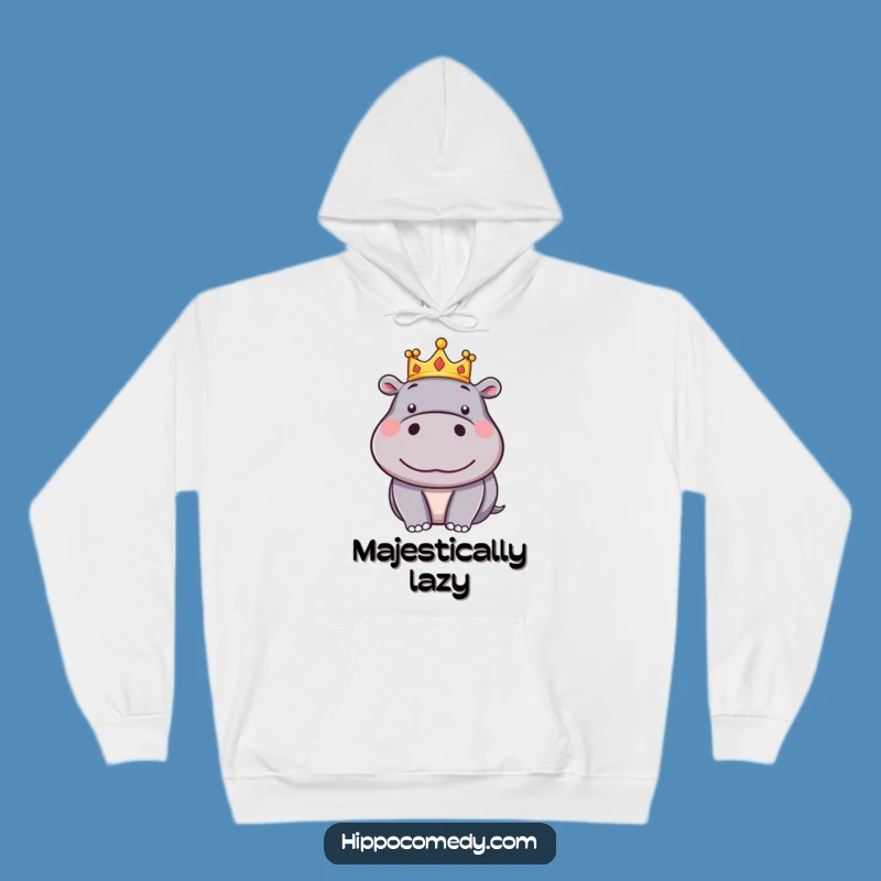 Funny Silly Hippo Crown Hoodie - Cozy Cartoon Hippo Joyful Comfort