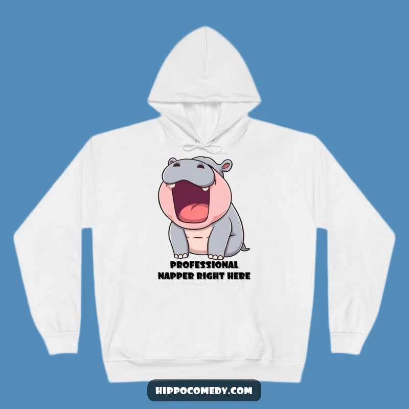 Funny Sleepy Hippo Yawn Hoodie: Cozy and Hilarious Gift for Cozy Days