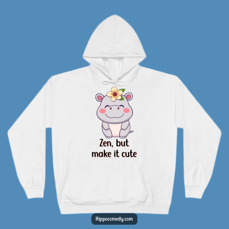 Funny Kawaii Hippo Hoodie: Cozy Contented Flower Hippo Sweatshirt Gift Idea