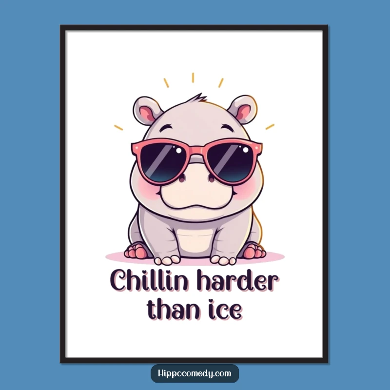 Funny Free Printable Wall Art: Chill Hippo Sunbathing! Hilarious Downloadable Decor for Any Room.